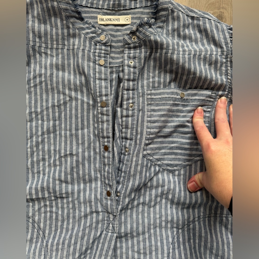 Blank NYC Chambray Striped Tunic/Shirt Dress - Picture 4 of 5